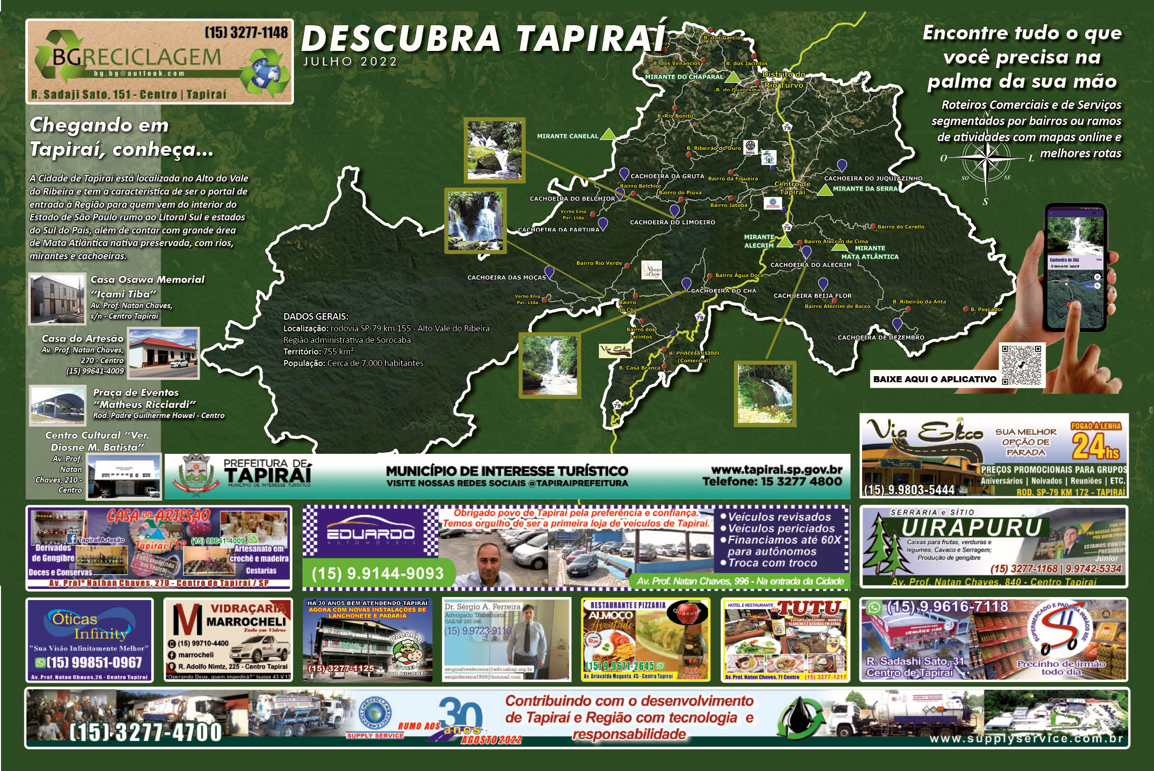 Mapa Turístico e Comercial de Tapiraí - Edição 52, Julho de 2022